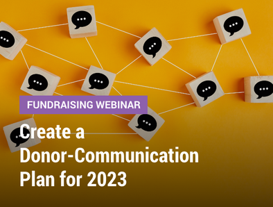 Fundraising Webinar: Create a Donor-Communication Plan for 2023 - Image of question boxes each connected with each other by a string