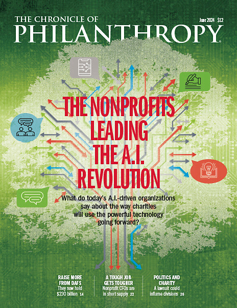 The Nonprofits Leading the A.I. Revolution - June 2024 - A green cover showing a tree with branches for technology icons. 