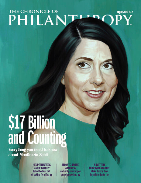 $17 Billion and Counting - August 2024 - A painted portrait of MacKenzie Scott.