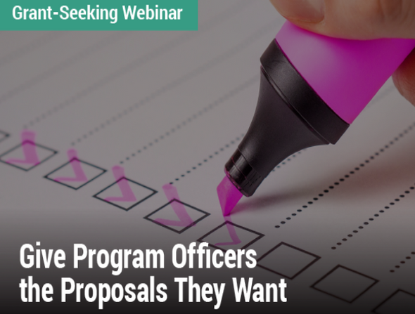 Grant-Seeking Webinar: Give Program Officers the Proposals They Want - Image of a highlighter checking off boxes on a paper