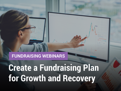 Fundraising Webinar: Create a Fundraising Plan for Growth and Recovery - image of a woman pointing to a graph line on a computer screen