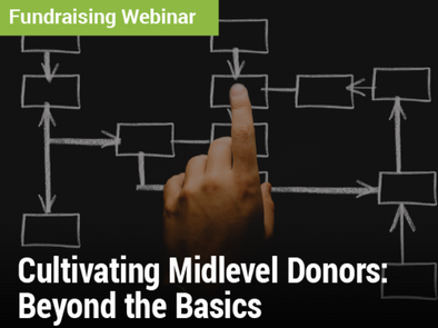Fundraising Webinar: Cultivating Midlevel Donors: Beyond the Basics - image of a hand pointing to a chart that's written out on a chalkboard