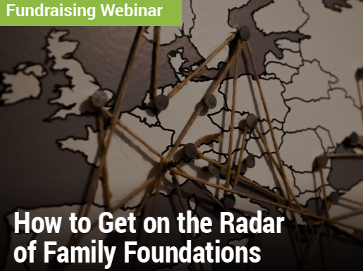 Fundraising Webinar: How to Get on the Radar of Family Foundations - Image of a global map with yarn connecting push-pinned locations
