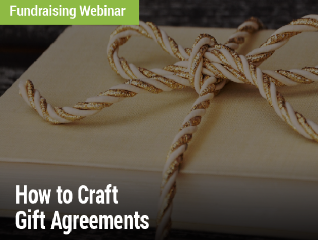 Fundraising Webinar: How to Craft Gift Agreements - Image of a gift with a sparkly twine bow