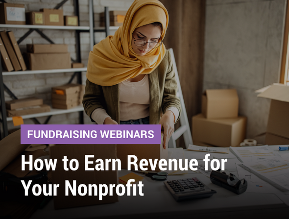 Fundraising Webinars: How to Earn Revenue for Your Nonprofit - Cover image of a woman with a calculator