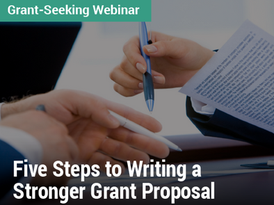 Grant-Seeking Webinar: Five Steps to Writing a Stronger Grant Proposal - image of hands with a pen and paper