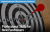 Organizational Effectiveness Webinar: Professional Skills for New Fundraisers - Image of a dart board with a dart in the bulls-eye