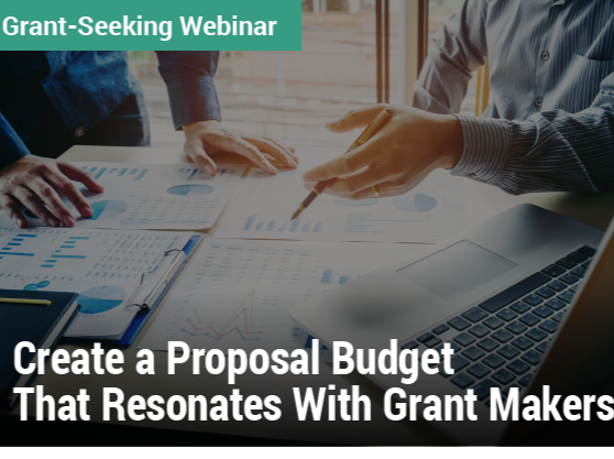 Grant-Seeking Webinar: Create a Proposal Budget That Resonates With Grant Makers - image of data sheets with people discussing them
