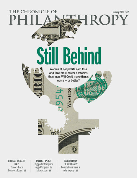 Cover Image of The Chronicle of Philanthropy Issue, January 2021, Still Behind.