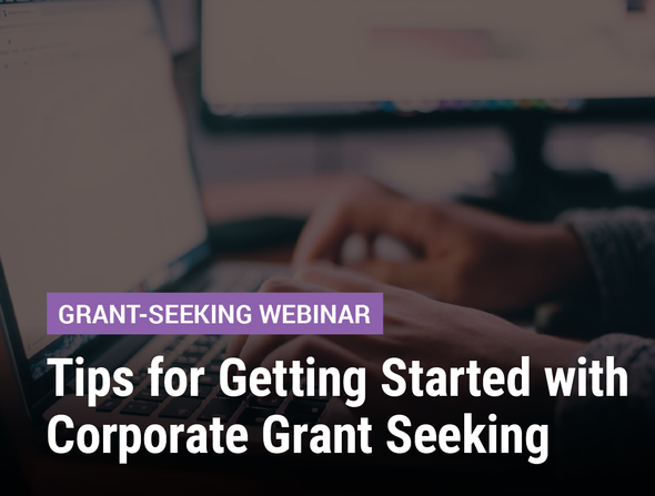 Grant-Seeking Webinar: Tips for Getting Started with Corporate Grant Seeking - image of hands on a computer keyboard