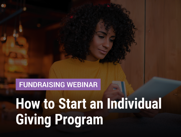 Fundraising Webinar: How to Start an Individual Giving Program - image of a woman with her credit card and tablet