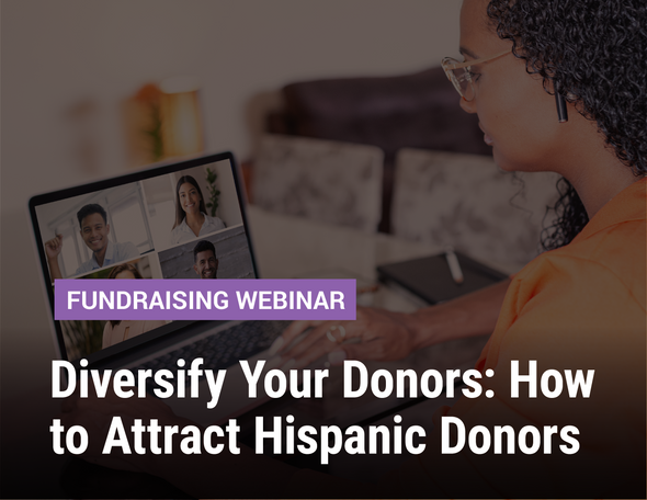 Fundraising Webinar: Diversify Your Donors: How to Attract Hispanic Donors - image of a woman on a virtual call with videos of people on her computer