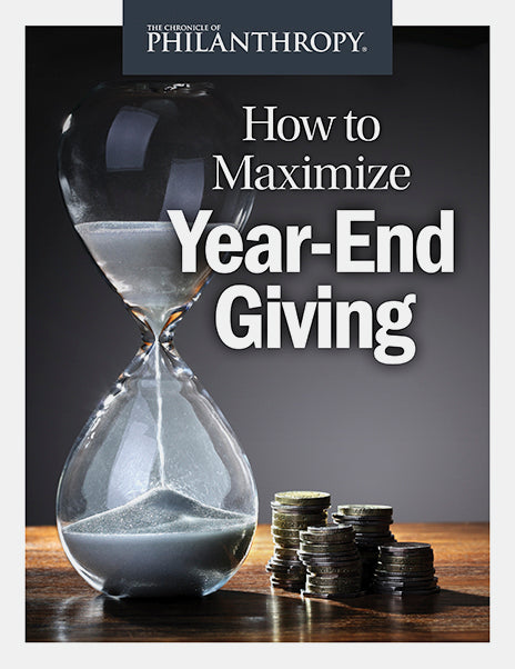 How to Maximize Year-End Giving Collection - Cover image of an hour glass next to a few stacks of coins