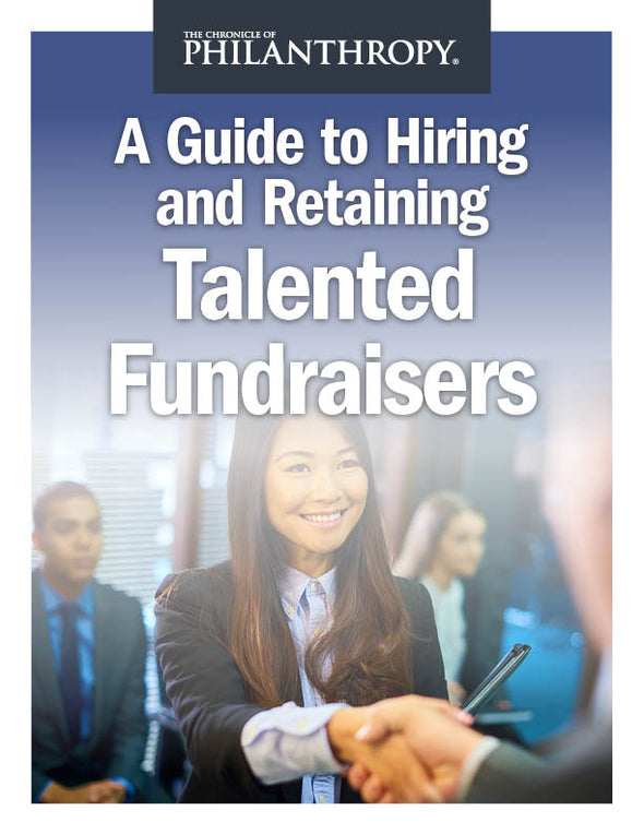 A Guide to Hiring and Retaining Talented Fundraisers Collections - Cover image of a young professional woman shaking hands