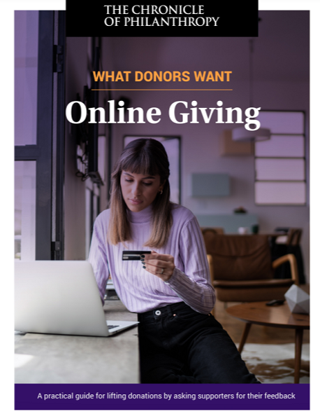 What Donors Want: Online Giving - Image of a woman at her computer with a credit card